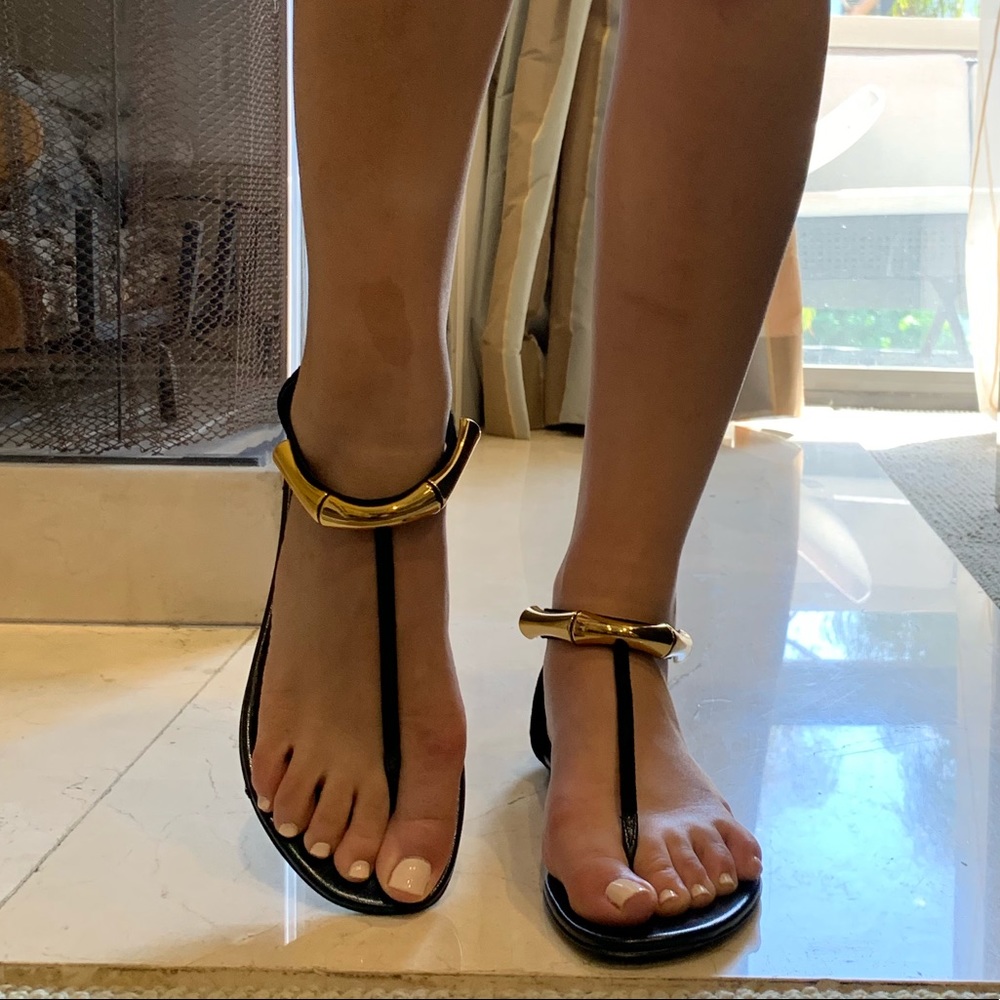 Gucci: Coraline Bamboo Ankle-Wrap Thong Sandal
